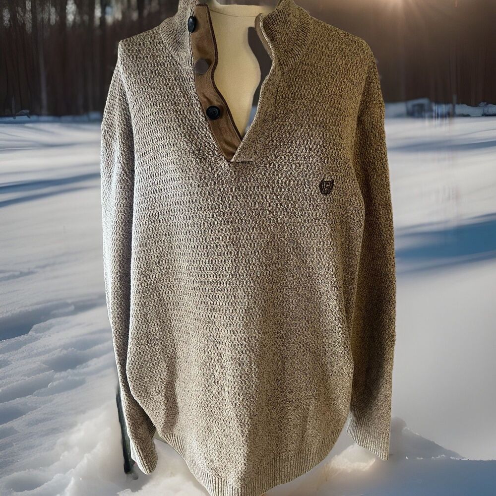 Vintage Brown Knit Mens 3XLT Tall Academia Elbow Patch Grandpacore Dad Sweater